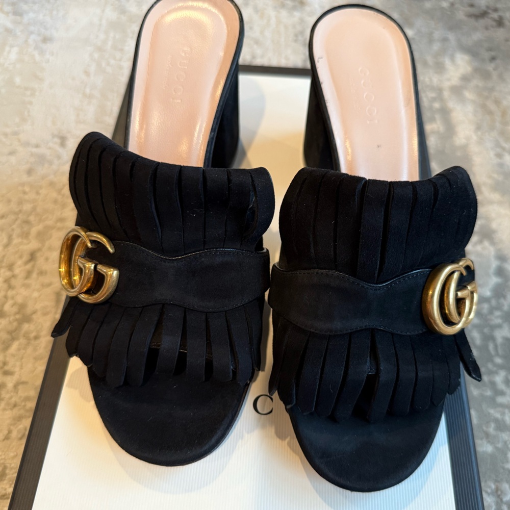 Gucci Kid Scamosciato Slide Sandals size 37.5 - Picture 3 of 10
